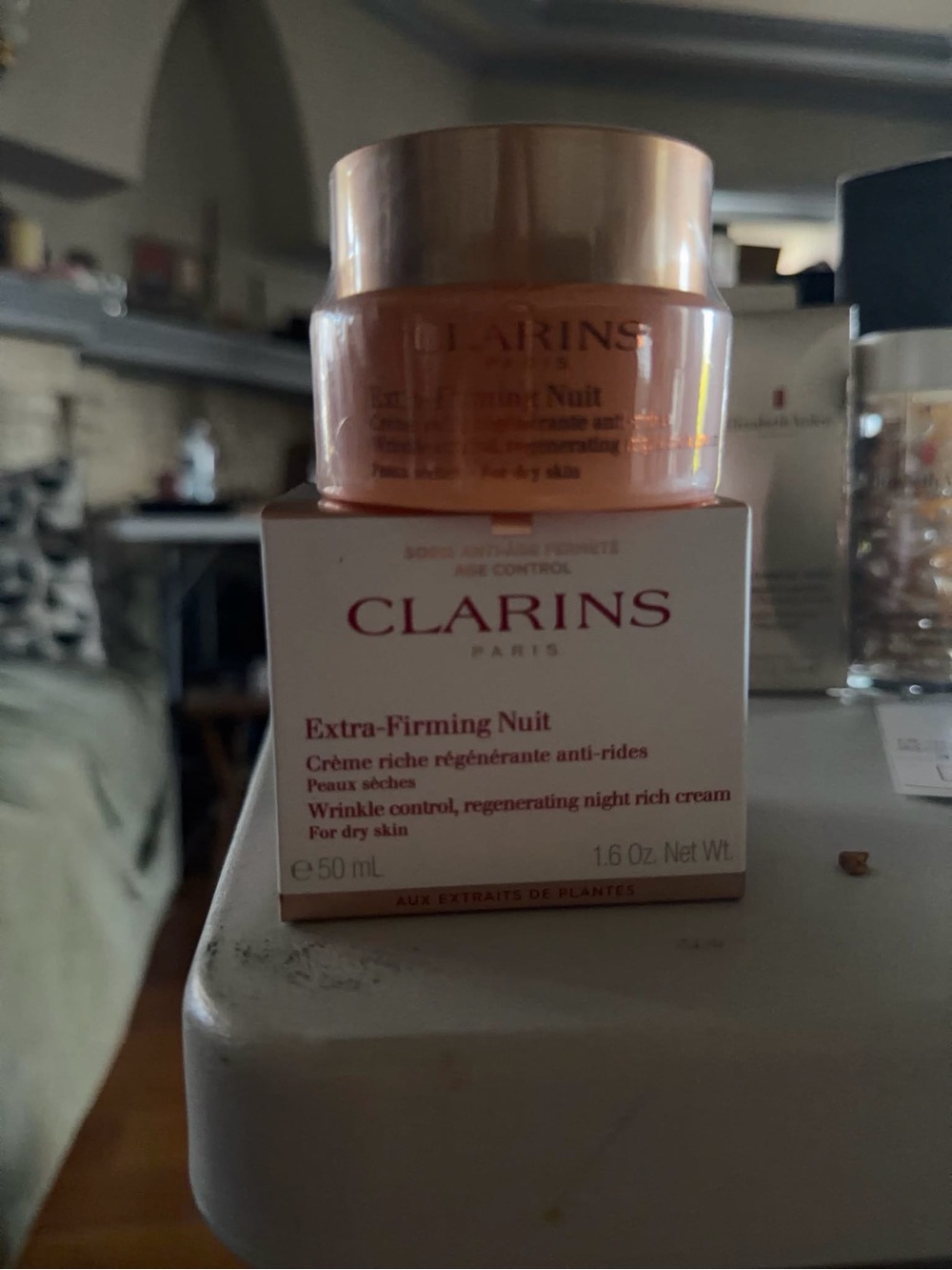 Clarins Peach-Pink Extra-Firming Night Cream Jar